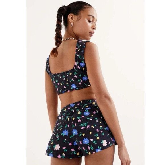For Love & Lemons Pants - NWT For Love & Lemons Robin Black Floral Tank & Shorts Set Size Small